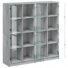 Biblioteczka z drzwiczkami, szary dąb sonoma, 136x37x142 cm