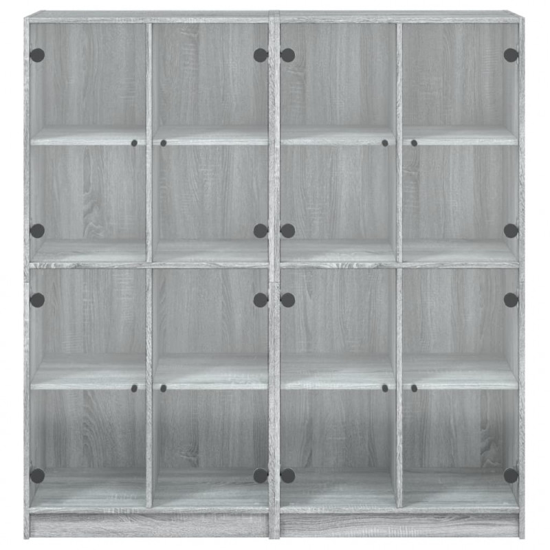Biblioteczka z drzwiczkami, szary dąb sonoma, 136x37x142 cm