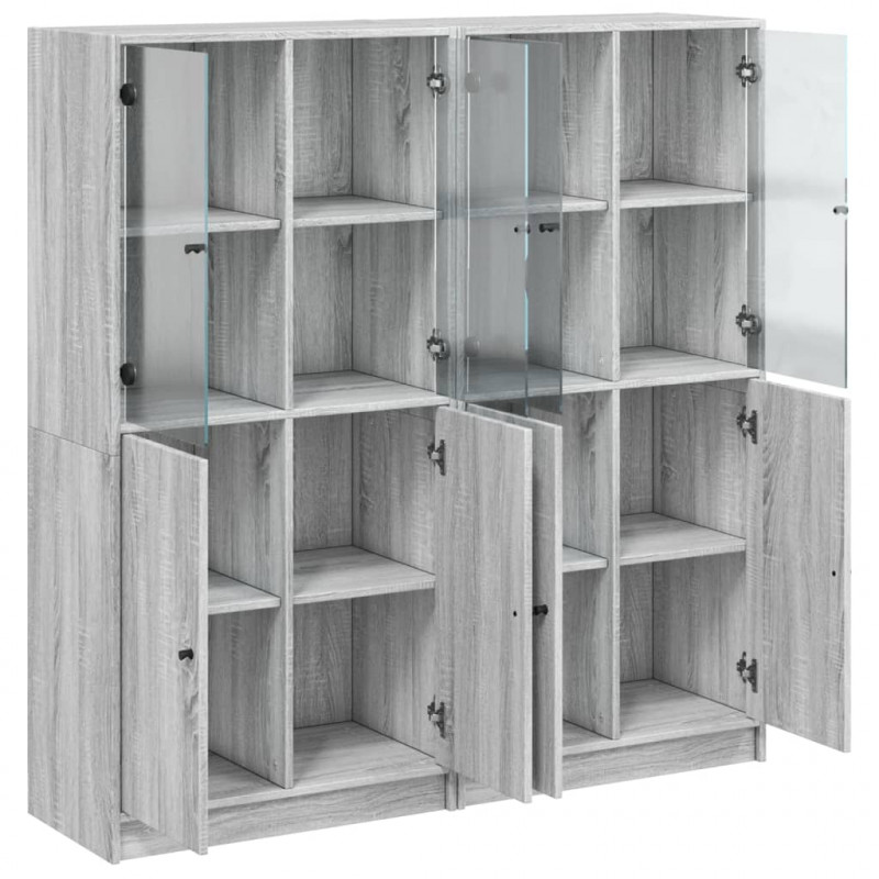 Biblioteczka z drzwiczkami, szary dąb sonoma, 136x37x142 cm
