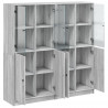 Biblioteczka z drzwiczkami, szary dąb sonoma, 136x37x142 cm