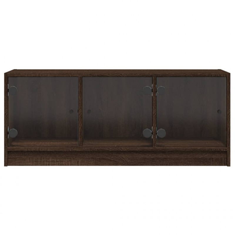 Szafka TV ze szklanymi drzwiami, brązowy dąb, 102x37x42 cm
