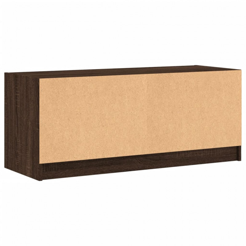 Szafka TV ze szklanymi drzwiami, brązowy dąb, 102x37x42 cm