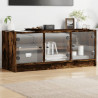 Szafka TV ze szklanymi drzwiami, przydymiony dąb, 102x37x42 cm