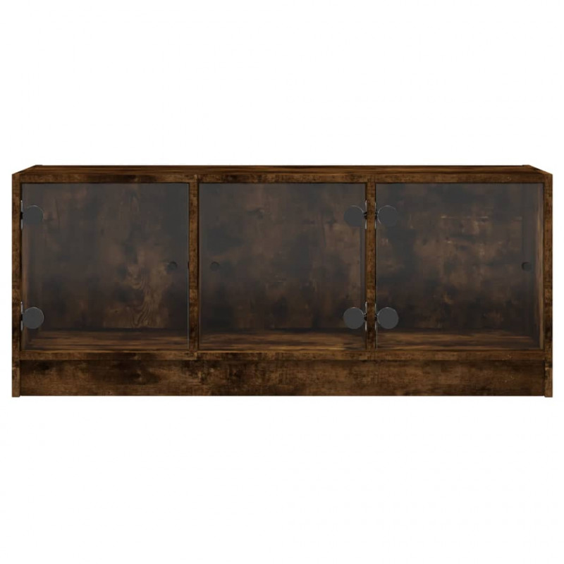 Szafka TV ze szklanymi drzwiami, przydymiony dąb, 102x37x42 cm