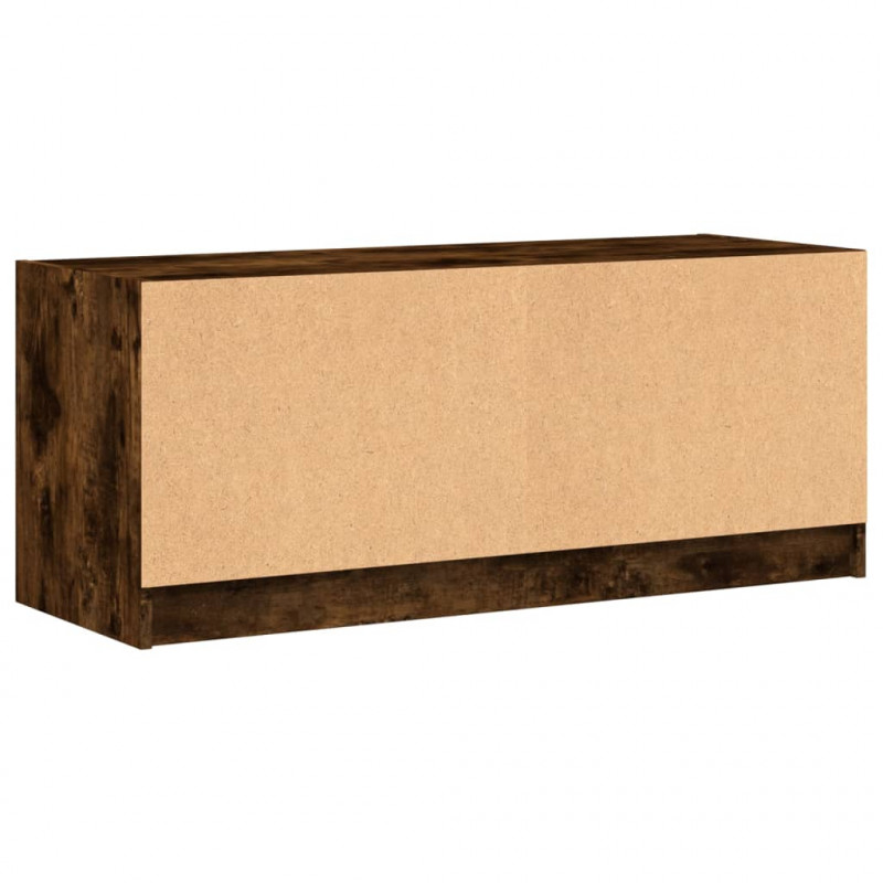 Szafka TV ze szklanymi drzwiami, przydymiony dąb, 102x37x42 cm