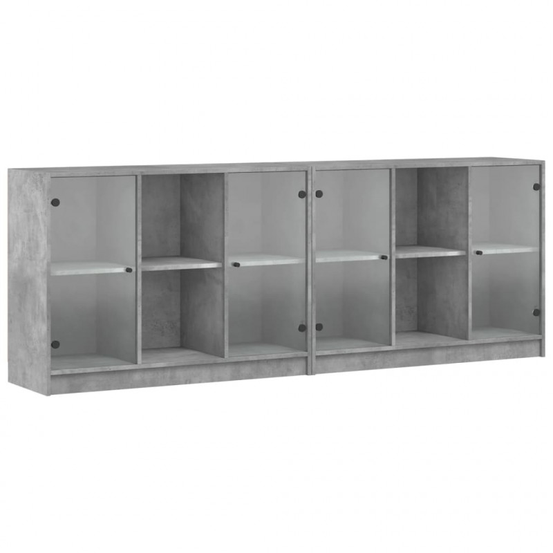 Biblioteczka z drzwiczkami, szarość betonu, 204x37x75 cm