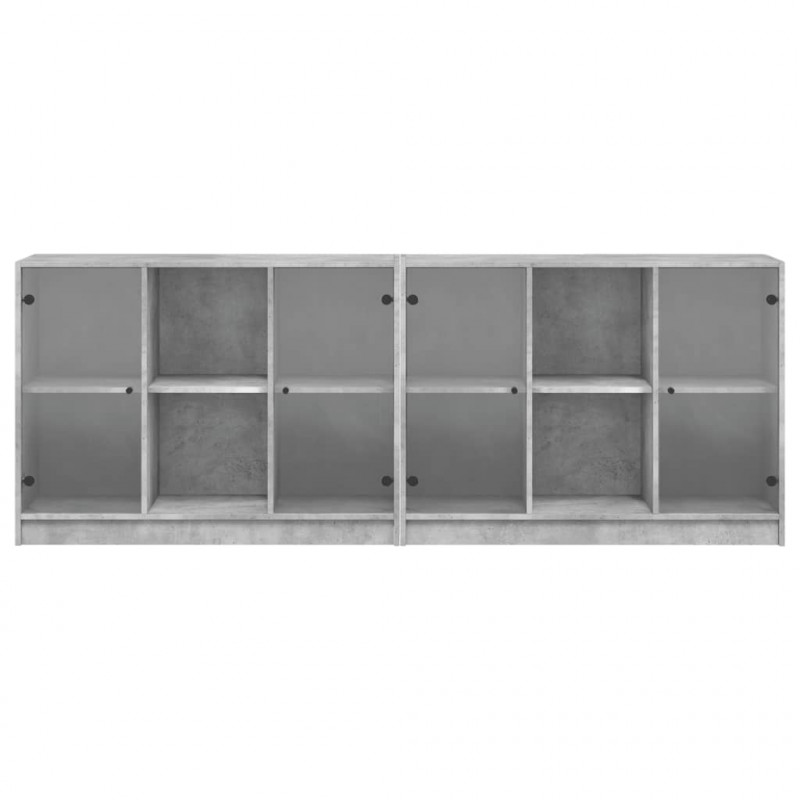Biblioteczka z drzwiczkami, szarość betonu, 204x37x75 cm