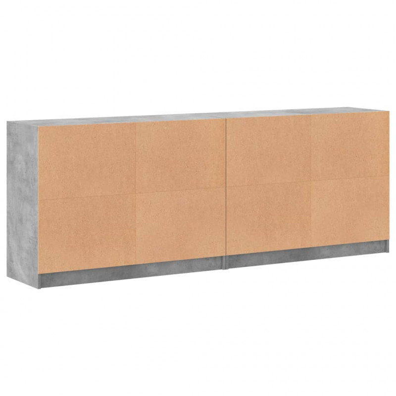 Biblioteczka z drzwiczkami, szarość betonu, 204x37x75 cm
