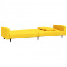 2-osobowa kanapa, 2 poduszki, żółta, aksamitna