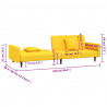 2-osobowa kanapa, 2 poduszki, żółta, aksamitna