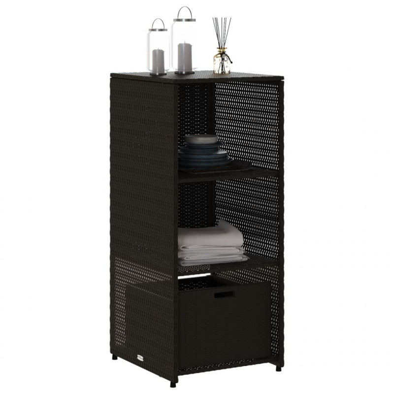 Szafka ogrodowa, czarna, 50x55x115 cm, polirattan