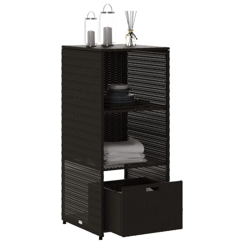 Szafka ogrodowa, czarna, 50x55x115 cm, polirattan