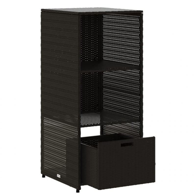 Szafka ogrodowa, czarna, 50x55x115 cm, polirattan