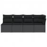 Sofa ogrodowa z poduszkami, 4-osobowa, czarna, polirattan
