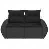 Sofa ogrodowa z poduszkami, 2-osobowa, czarna, polirattan