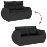 Sofa ogrodowa z poduszkami, 2-osobowa, czarna, polirattan