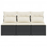 Sofa ogrodowa z poduszkami, 3-osobowa, czarna, polirattan