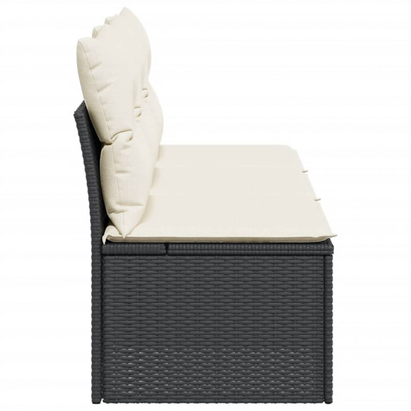 Sofa ogrodowa z poduszkami, 3-osobowa, czarna, polirattan