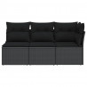 Sofa ogrodowa z poduszkami, 3-osobowa, czarna, polirattan