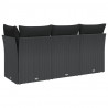 Sofa ogrodowa z poduszkami, 3-osobowa, czarna, polirattan