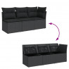 Sofa ogrodowa z poduszkami, 3-osobowa, czarna, polirattan