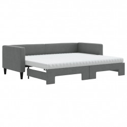 Sofa rozsuwana z materacami, ciemnoszara, 80x200 cm, tkanina
