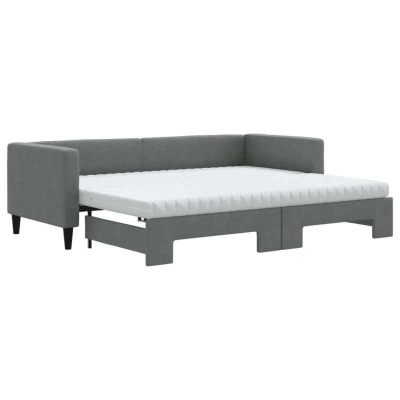 Sofa rozsuwana z materacami, ciemnoszara, 80x200 cm, tkanina
