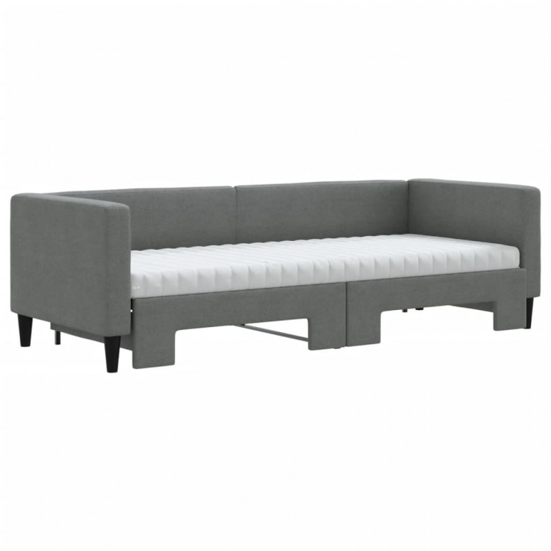 Sofa rozsuwana z materacami, ciemnoszara, 80x200 cm, tkanina