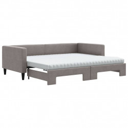 Sofa rozsuwana z materacami, kolor taupe, 90x200 cm, tkanina