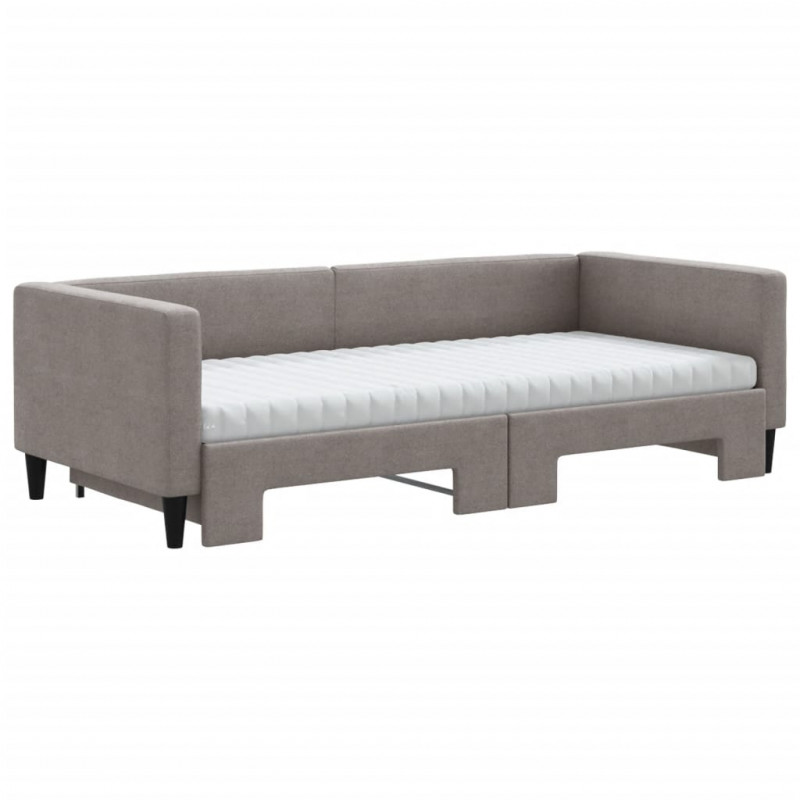 Sofa rozsuwana z materacami, kolor taupe, 90x200 cm, tkanina