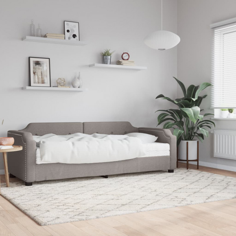 Sofa z materacem do spania, kolor taupe, 90x200 cm, tkanina