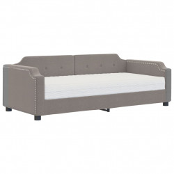 Sofa z materacem do spania, kolor taupe, 90x200 cm, tkanina