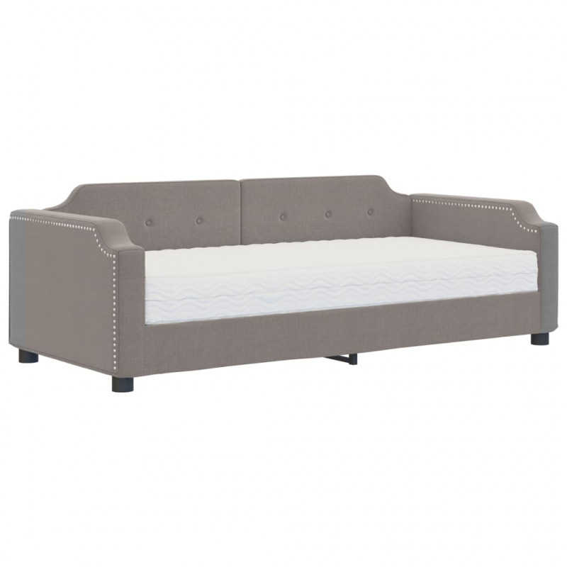 Sofa z materacem do spania, kolor taupe, 90x200 cm, tkanina
