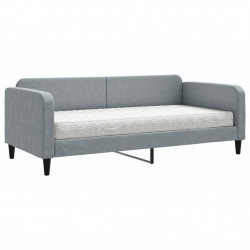 Sofa z materacem, jasnoszara, 90x190 cm, tkanina