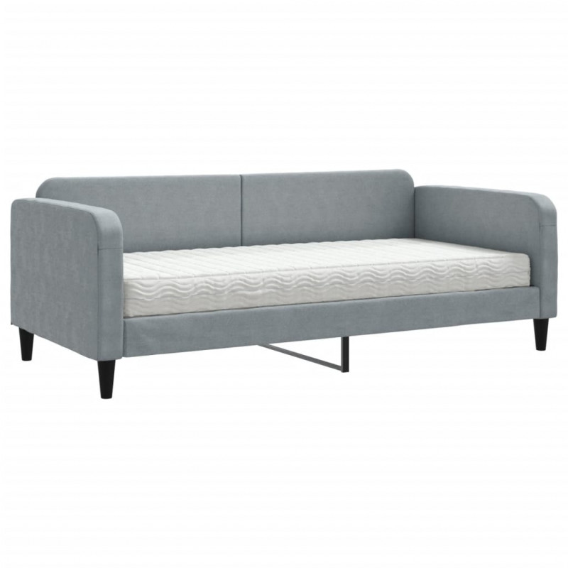 Sofa z materacem, jasnoszara, 90x190 cm, tkanina