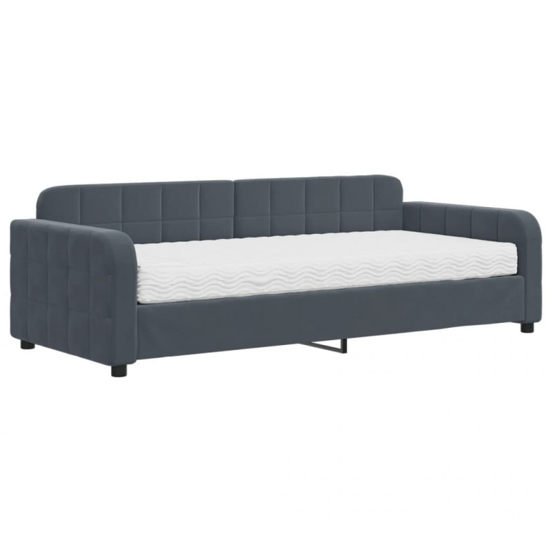 Sofa z materacem do spania, ciemnoszara, 90x200 cm, aksamit