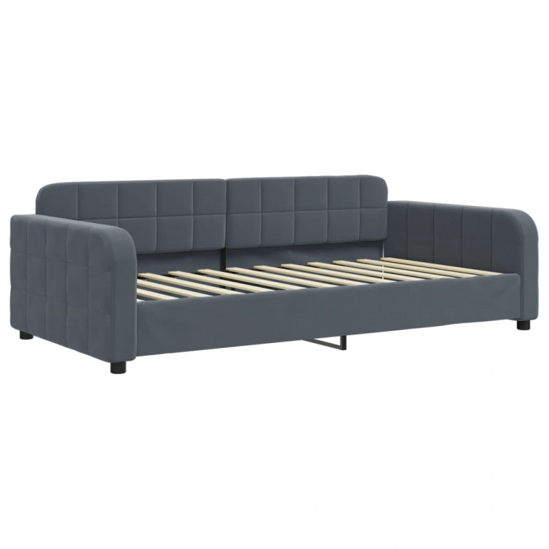 Sofa z materacem do spania, ciemnoszara, 90x200 cm, aksamit