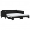 Sofa rozsuwana z materacami, czarna, 100x200 cm, tkanina