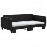 Sofa rozsuwana z materacami, czarna, 100x200 cm, tkanina