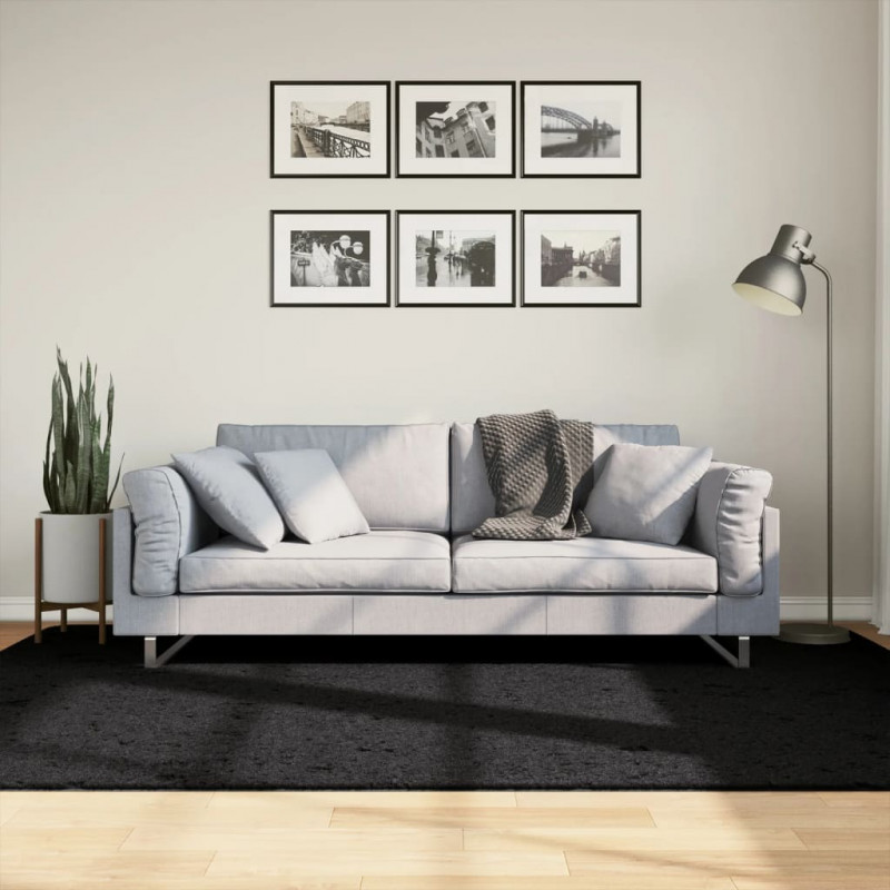Dywan z długim włosiem PAMPLONA, czarny, 160x230 cm