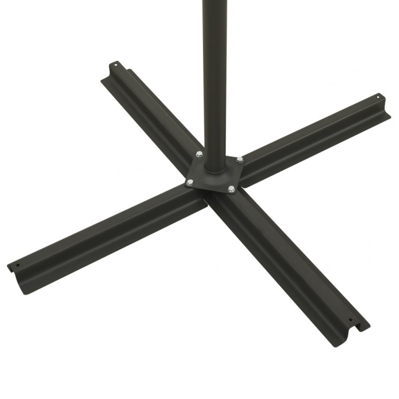 Parasol wiszący z lampkami LED i słupkiem, 300 cm, czarny