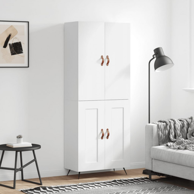 Witrynka biała połysk 69,5x34x180 cm materiał drewnopochodny