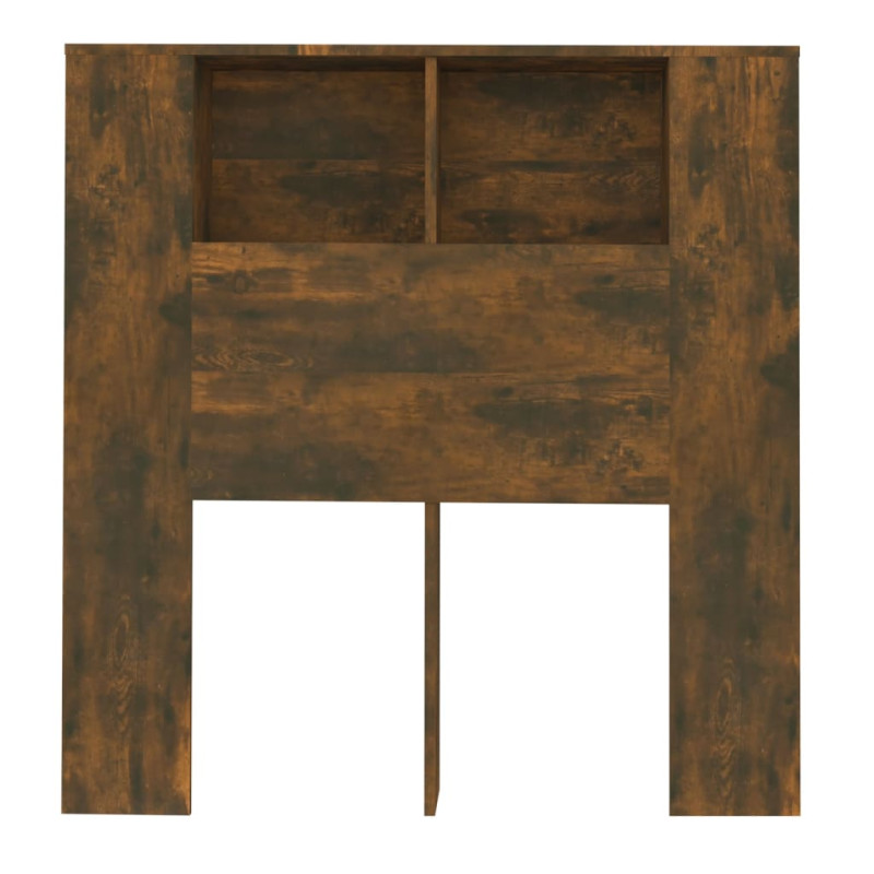 Wezgłowie łóżka z półkami, przydymiony dąb, 100x18,5x104,5 cm