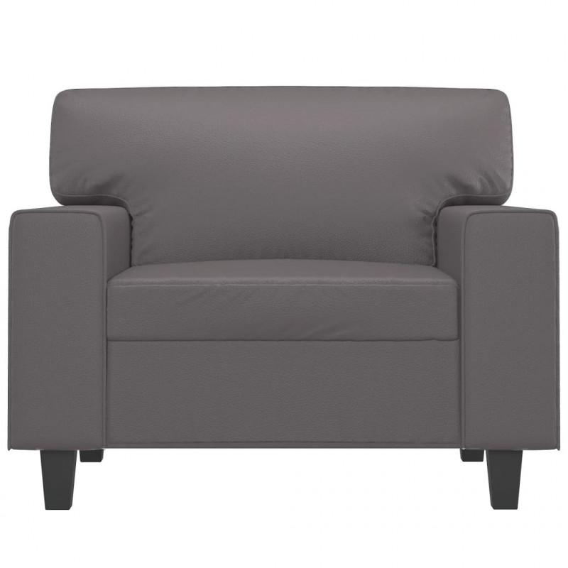Fotel, szary, 60 cm, obity sztuczną skórą