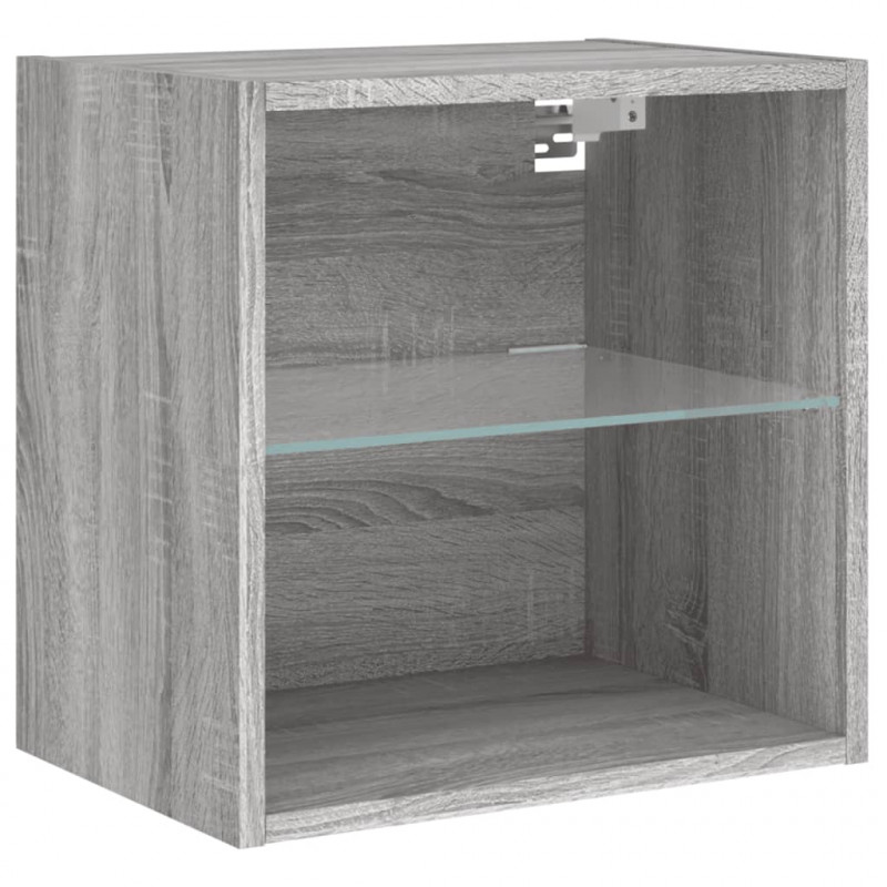 Szafki nocne z LED, ścienne, 2 szt., kolor szary dąb sonoma