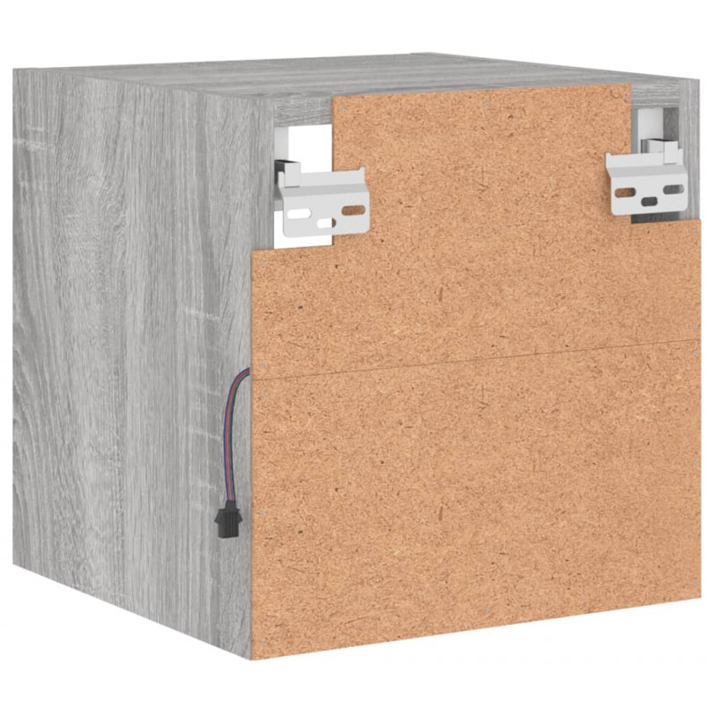 Ścienna szafka TV z LED, szary dąb sonoma, 30x28,5x30 cm