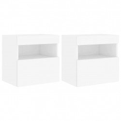 Ścienne szafki TV z LED, 2 szt., białe, 40x30x40 cm