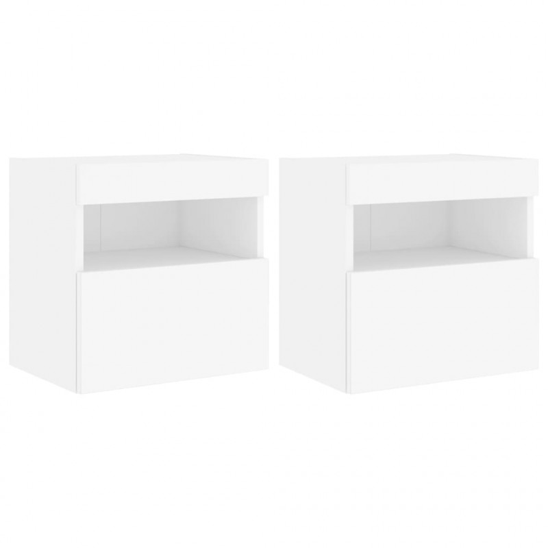 Ścienne szafki TV z LED, 2 szt., białe, 40x30x40 cm