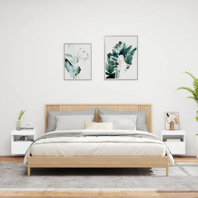 Ścienne szafki TV z LED, 2 szt., białe, 40x30x40 cm