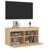 Ścienna szafka TV z LED, dąb sonoma, 80x30x40 cm